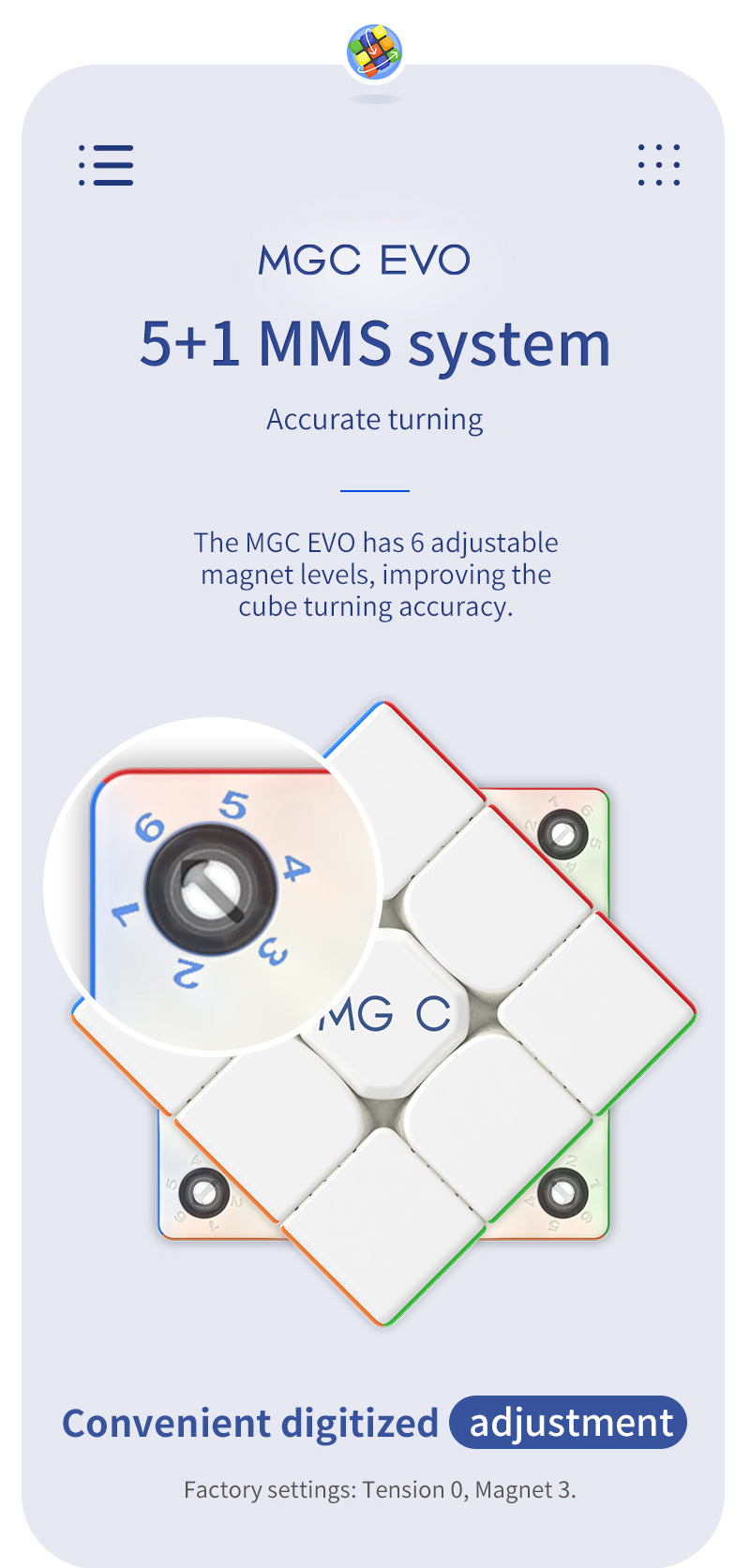 YJ MGC EVO 3x3 features 3 adjustable magnets